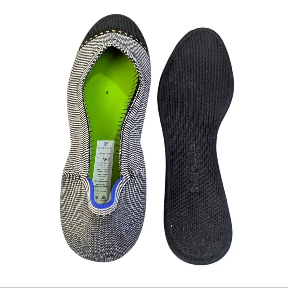 Rothy's The Flat Grey Mist Cap Toe EUC Size 7  S3546